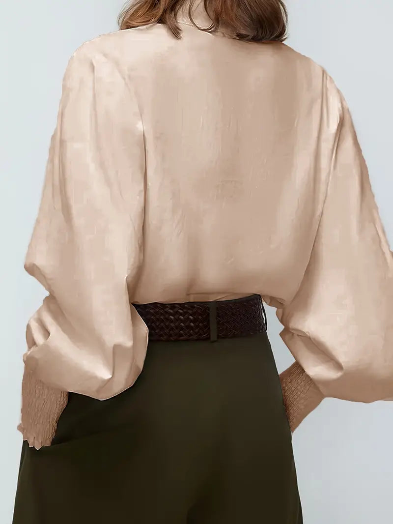 Albina™ - Ruched Blouse with Lantern Sleeves