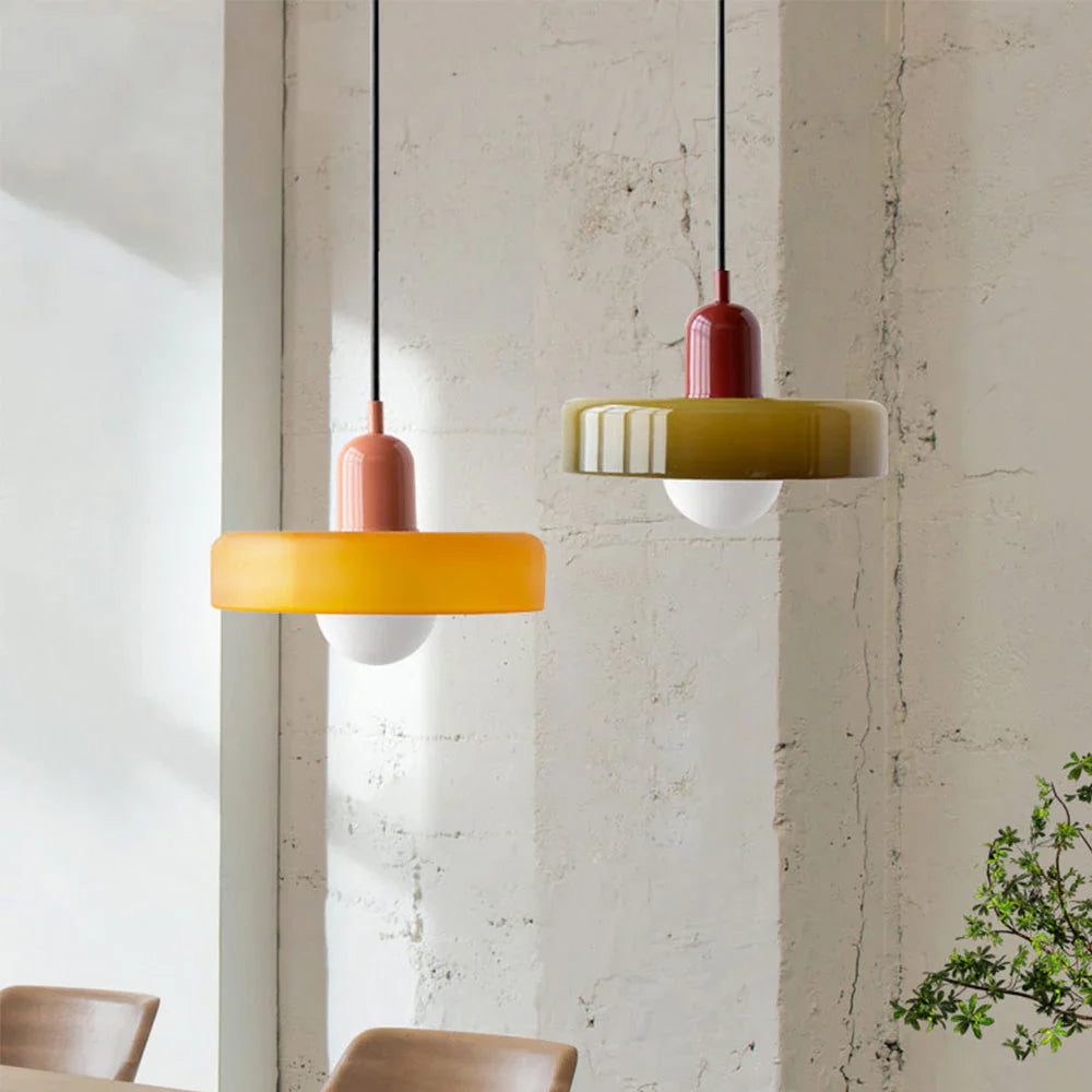 Bauhaus Pendant Light Made of Coloured Glass
