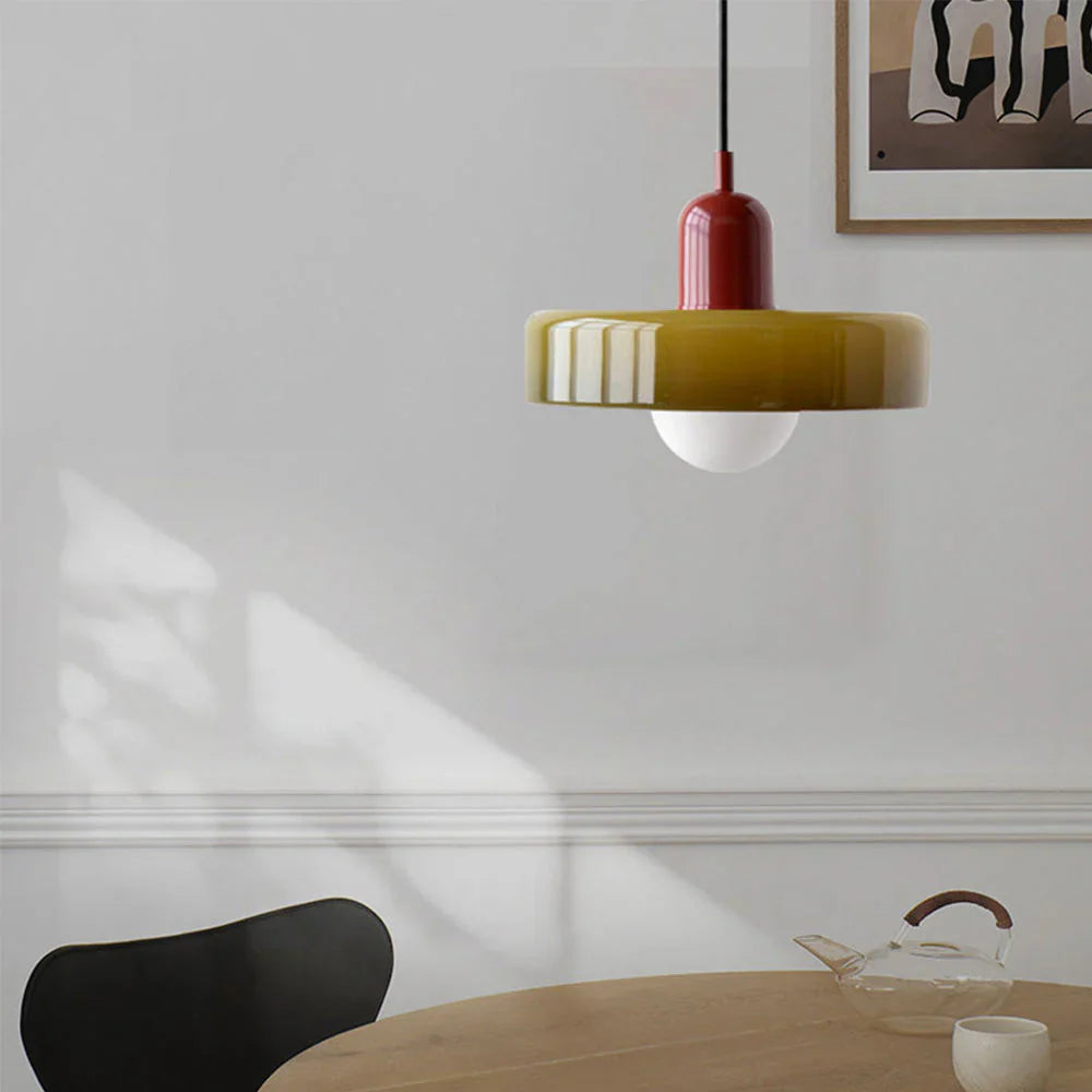 Bauhaus Pendant Light Made of Coloured Glass