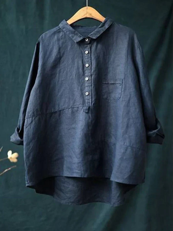 Winona – Long Sleeve Shirt with Front Pocket and Buttons