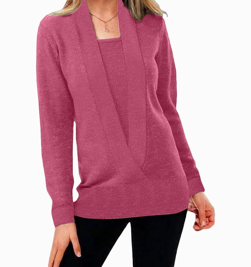 Dame Solid Farve Strikket Sweater