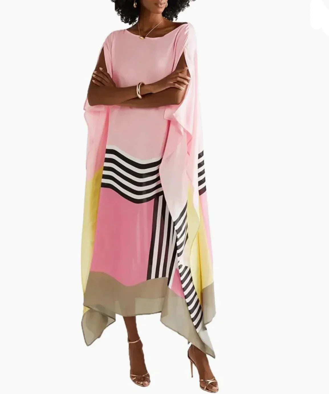 Anika™ - Pink Kaftan with Candy Stripes