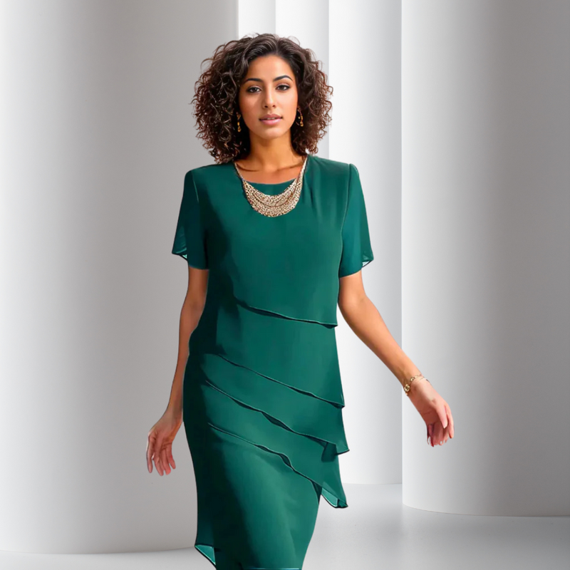 Wenke – Geplooide Chiffon Jurk