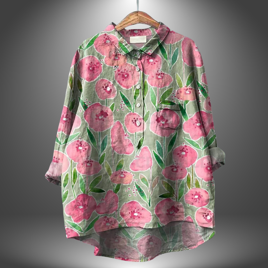 Luiza - Håndlavet Blomster Skjorte