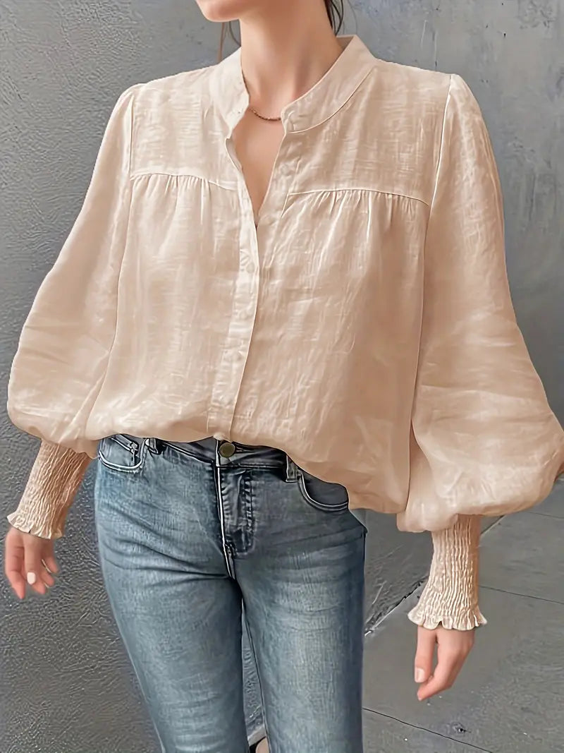 Albina™ - Ruched Blouse with Lantern Sleeves