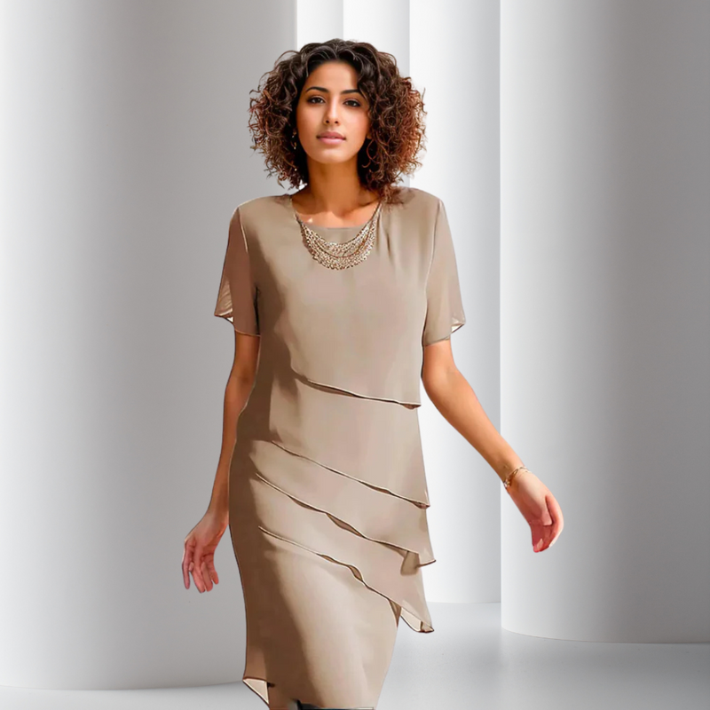 Wenke – Geplooide Chiffon Jurk
