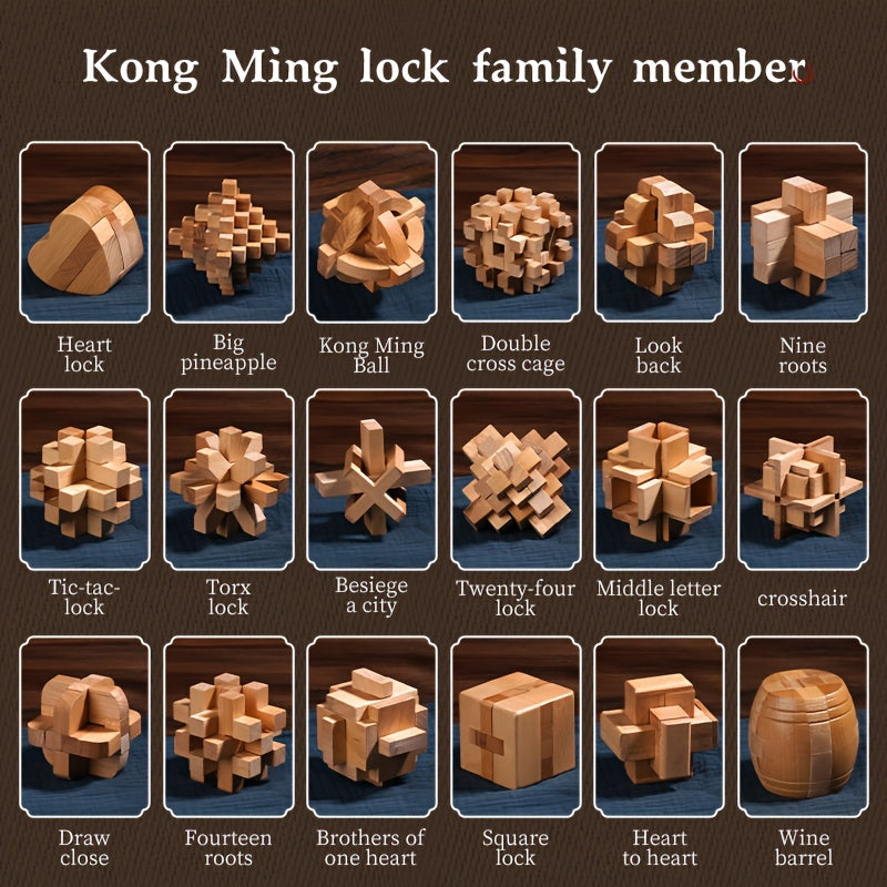 MindPuzzle - Set regalo di rompicapi in legno con 6 puzzle Kongming