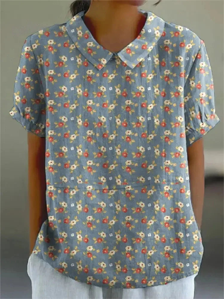 Susie™ - Blouse en Coton et Lin avec Imprimé Floral