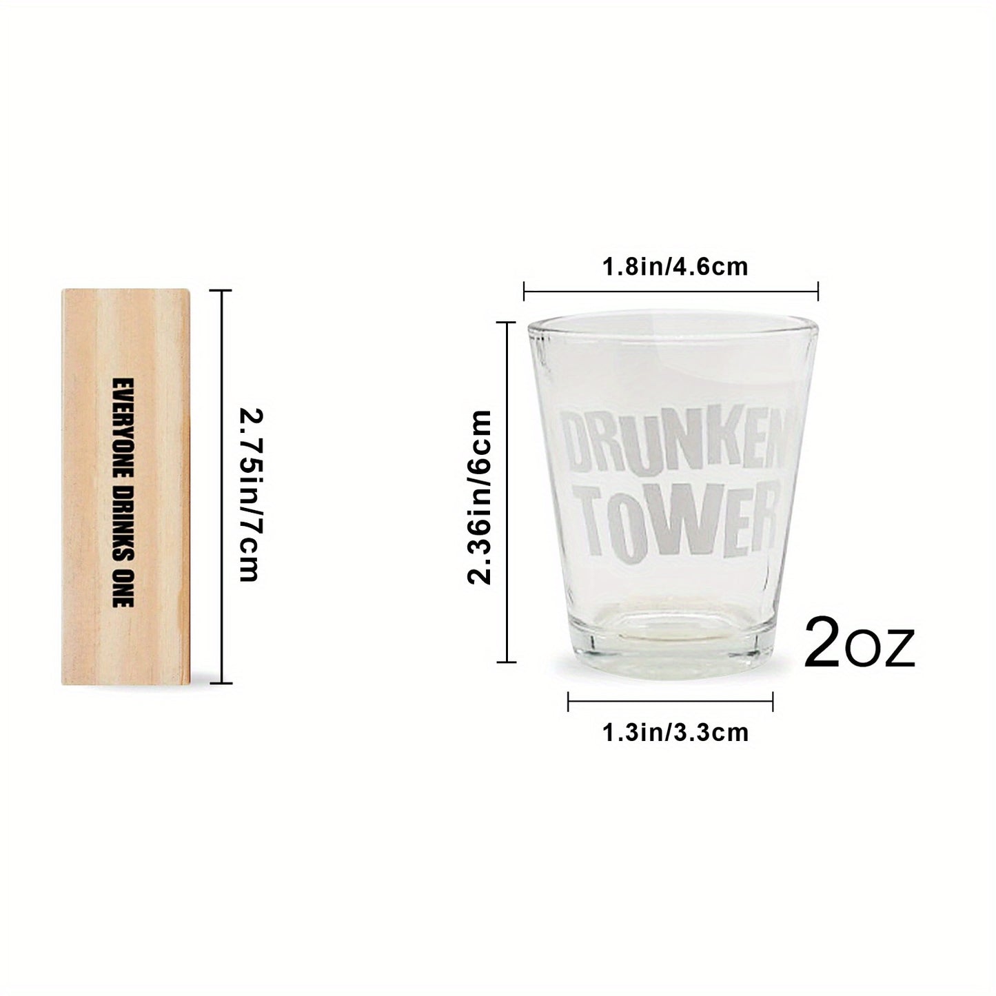 FunDrinks - Gioco da Bere Torre di Legno con 4 Bicchieri