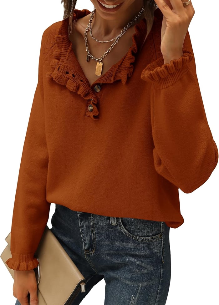Suzan - Casual Knit Jumper with Ruffle Detail