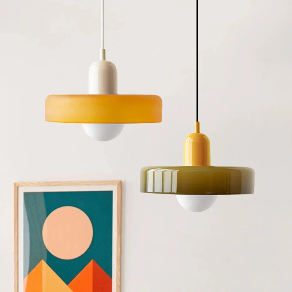 Bauhaus Pendant Light Made of Coloured Glass