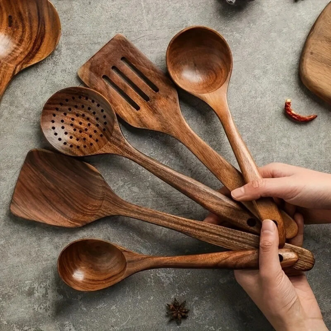 WalnutCraft – Walnut Wood Kitchen Utensil Set (5 Pieces)