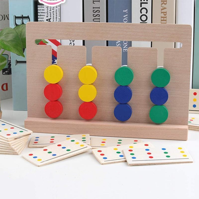 KinderLuxe - Jeu Éducatif en Bois à Quatre Couleurs Style Montessori