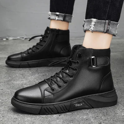 Schwarze Herren Lederstiefel
