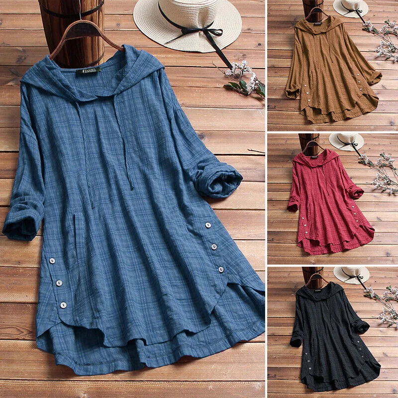 Hillary – Cotton Sweatshirt with Buttons