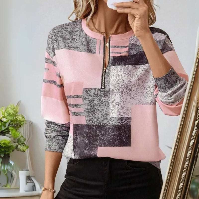 Violeta – Geprinte Top met Halve Rits
