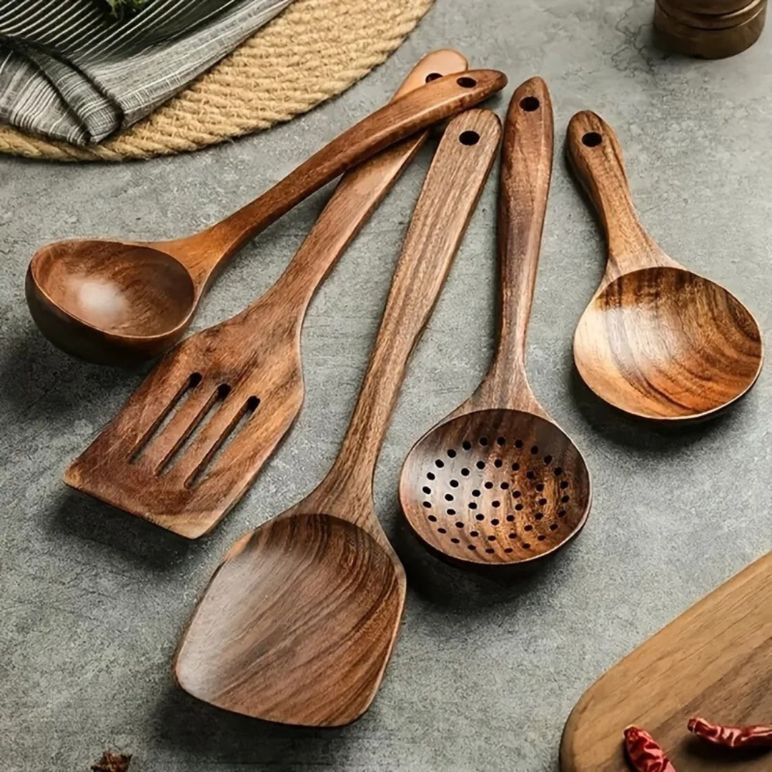 WalnutCraft – Walnut Wood Kitchen Utensil Set (5 Pieces)