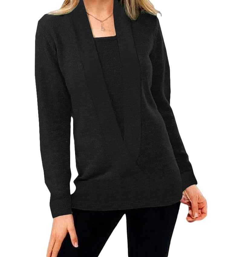 Dame Solid Farve Strikket Sweater
