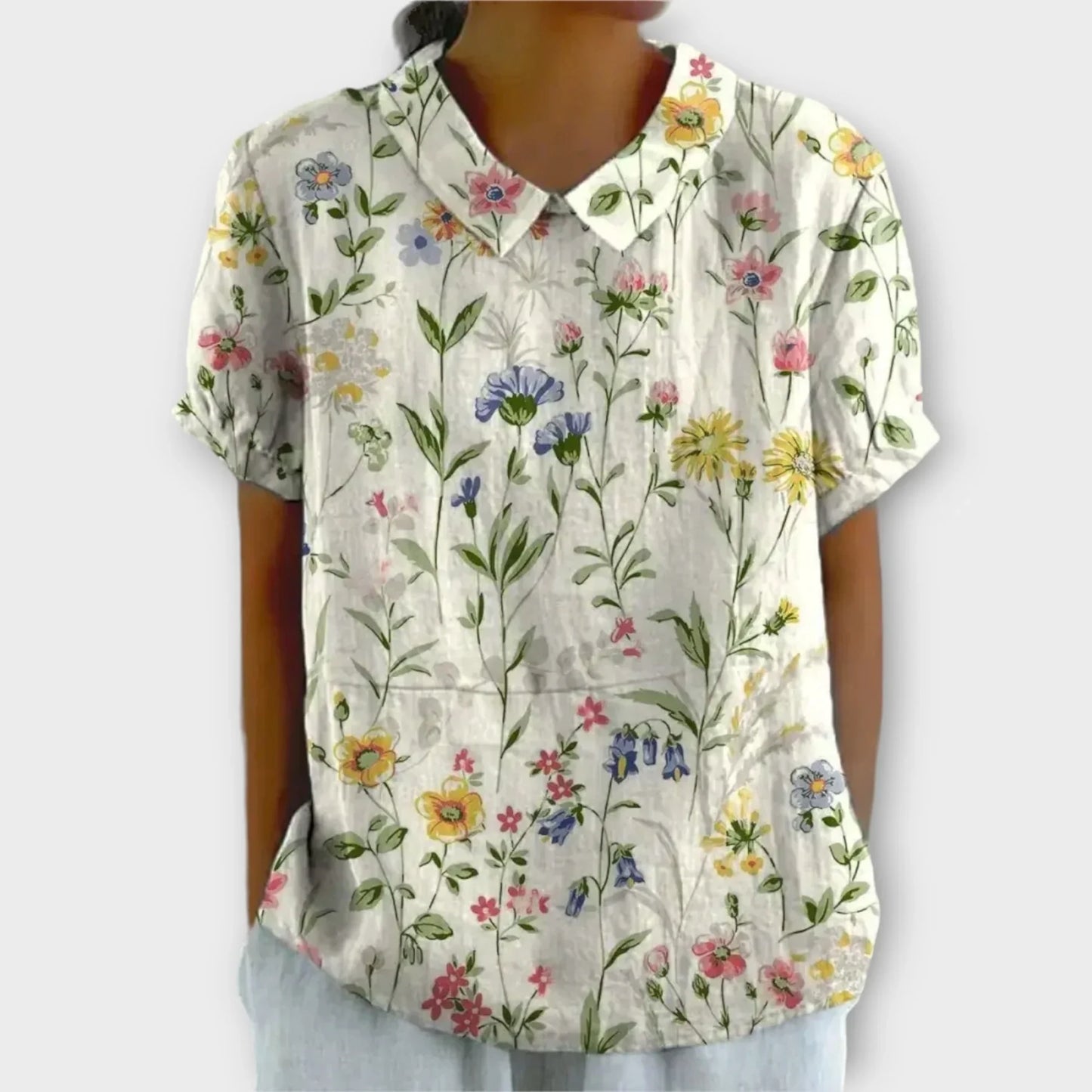 Charlotte™ | Bloemen Katoen en Linnen Blouse