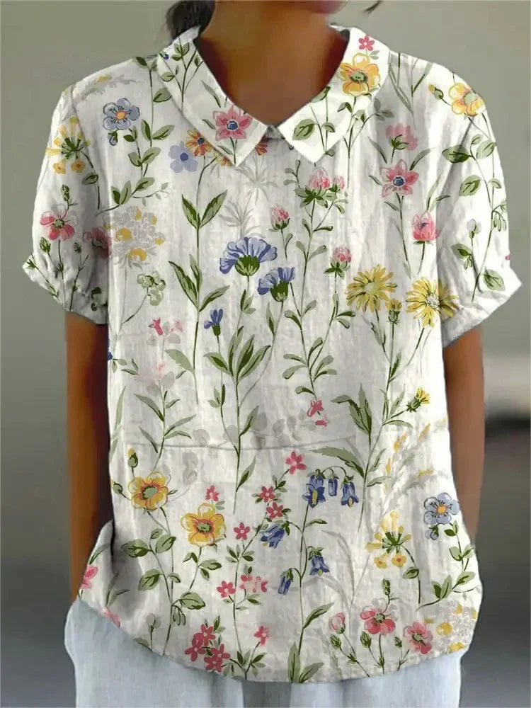 Susie™ - Blouse en Coton et Lin avec Imprimé Floral