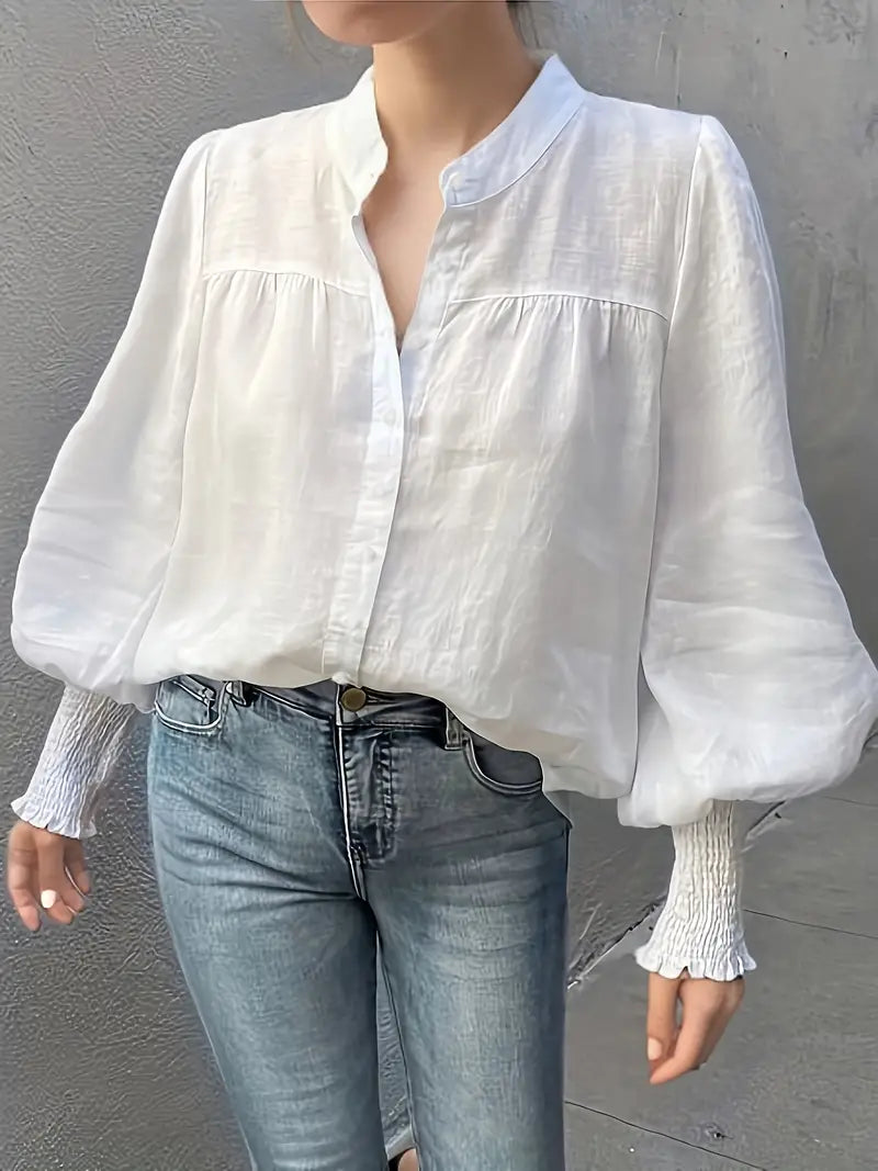 Albina™ - Ruched Blouse with Lantern Sleeves