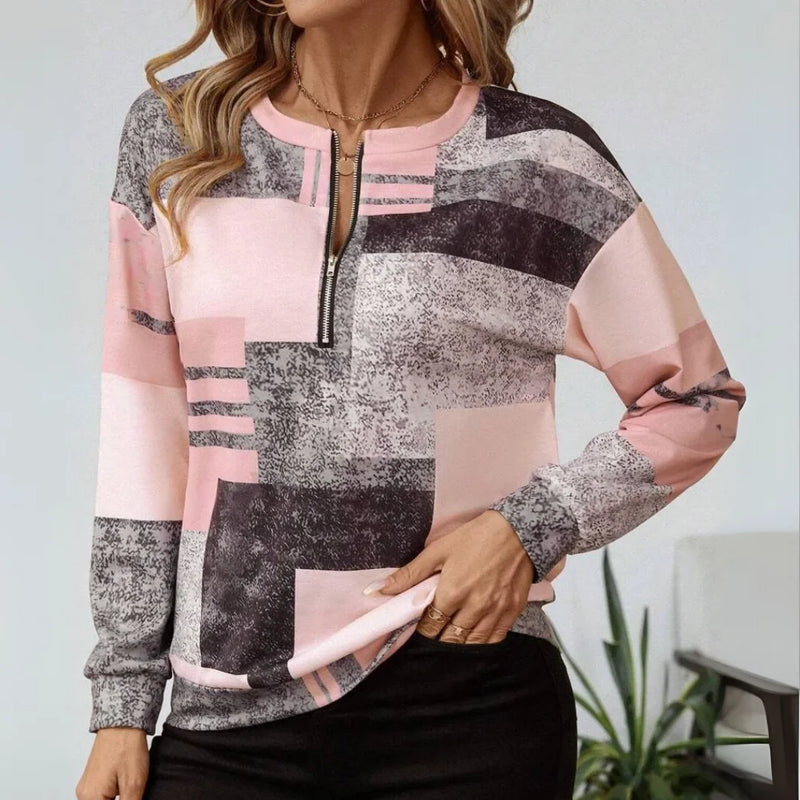 Violeta – Geprinte Top met Halve Rits