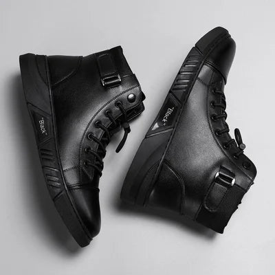 Schwarze Herren Lederstiefel