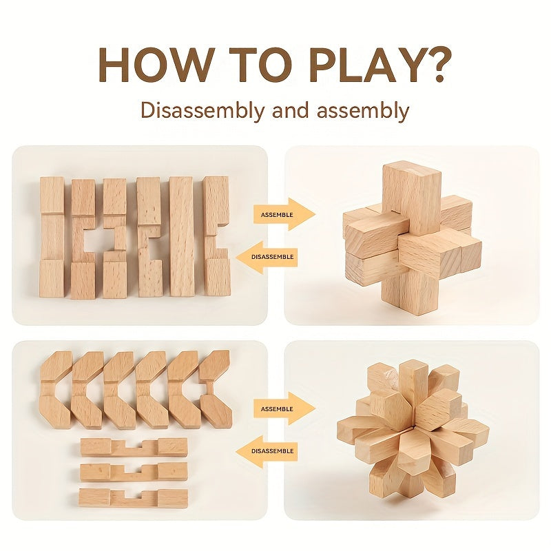 MindPuzzle - Set regalo di rompicapi in legno con 6 puzzle Kongming