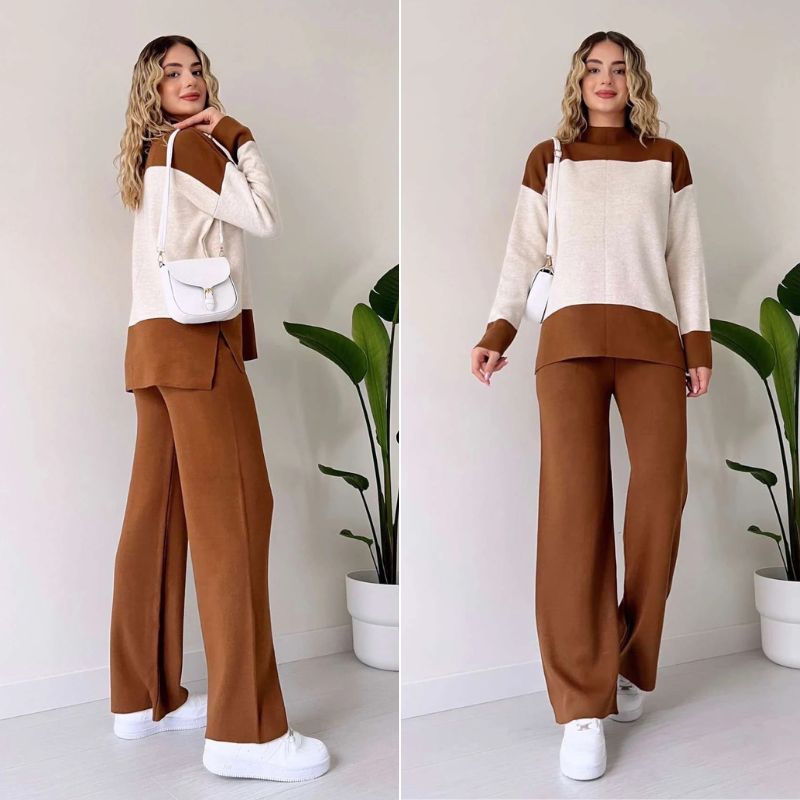 Wenja – 2-delige set bestaande uit een ronde hals top en wijde broek