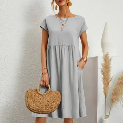 Cotton Round Neck Dress for Women