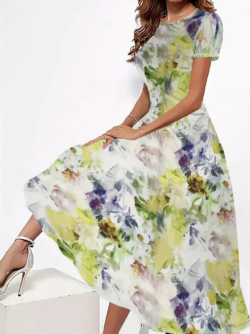 Maria™ - Abito con scollatura rotonda e stampa floreale