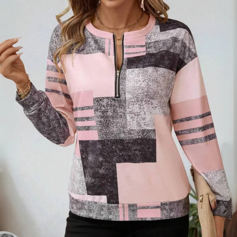 Violeta – Geprinte Top met Halve Rits