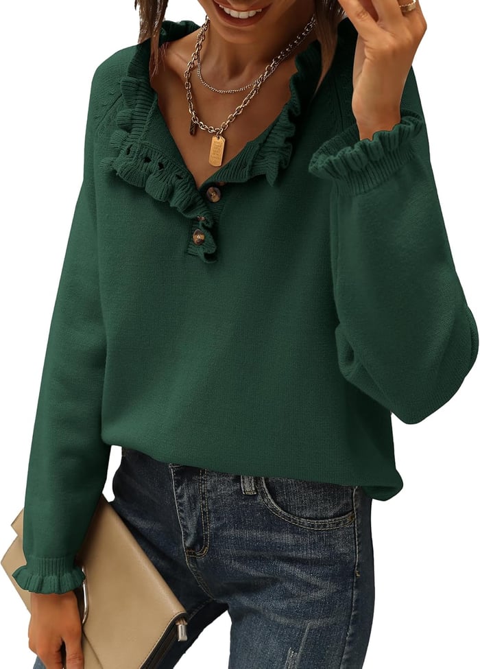 Suzan - Casual Knit Jumper with Ruffle Detail