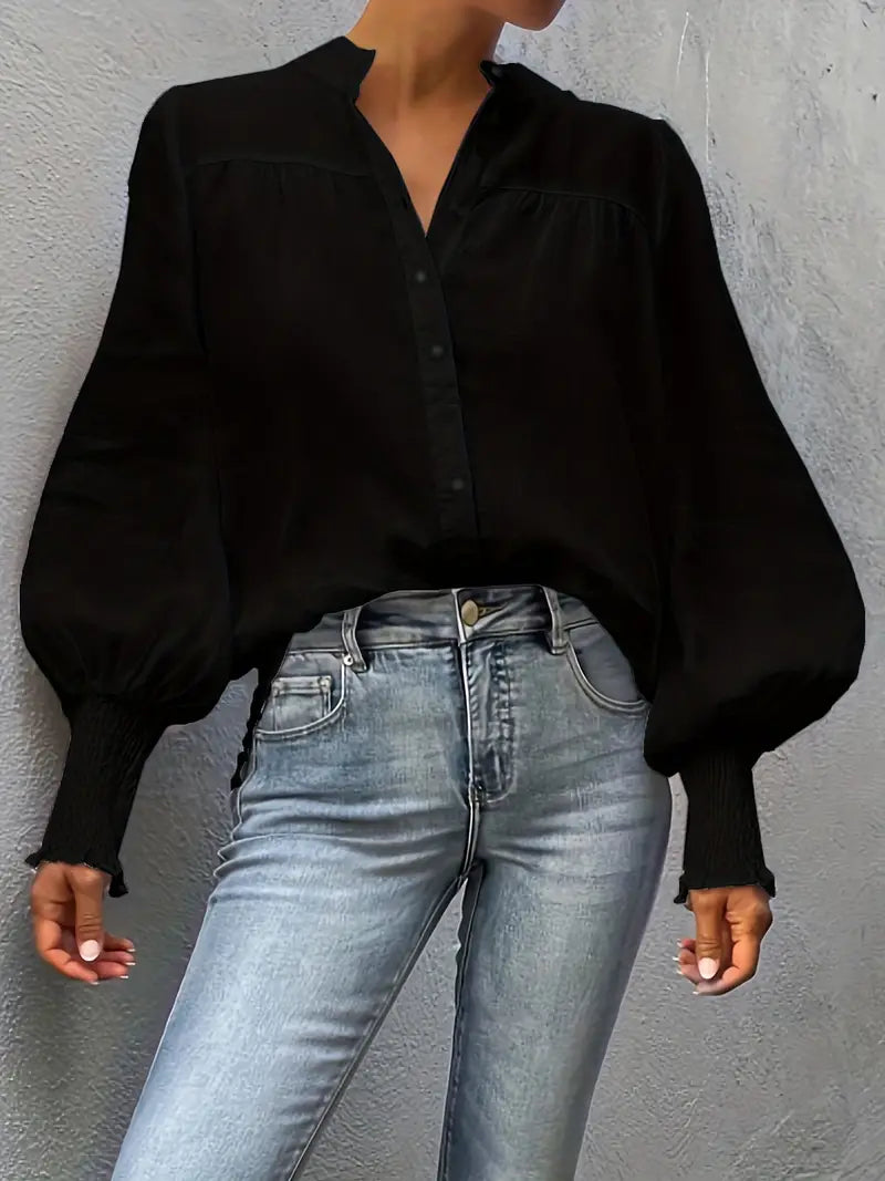 Albina™ - Ruched Blouse with Lantern Sleeves