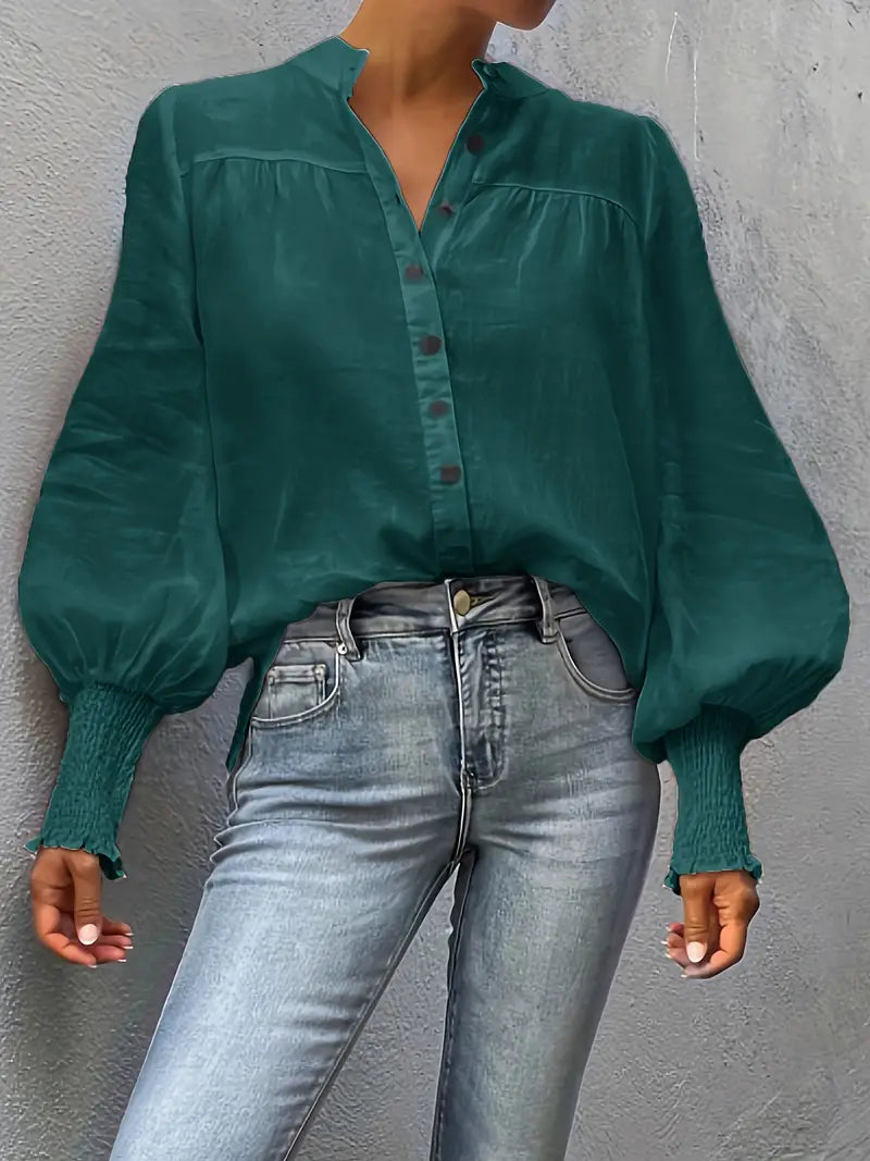 Albina™ - Ruched Blouse with Lantern Sleeves
