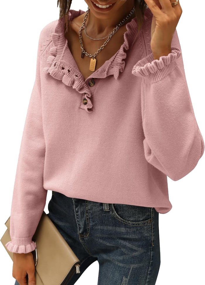 Suzan - Casual Knit Jumper with Ruffle Detail