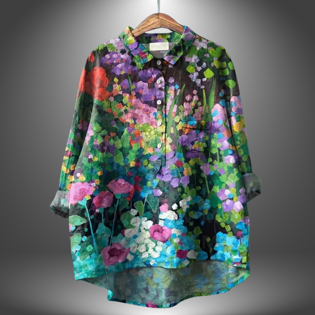 Luiza - Håndlavet Blomster Skjorte