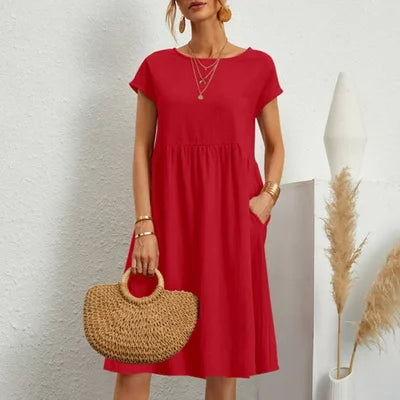 Cotton Round Neck Dress for Women