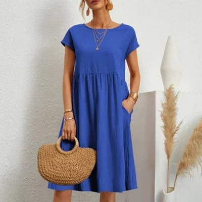 Cotton Round Neck Dress for Women