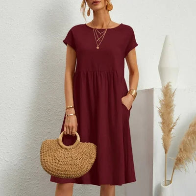 Cotton Round Neck Dress for Women