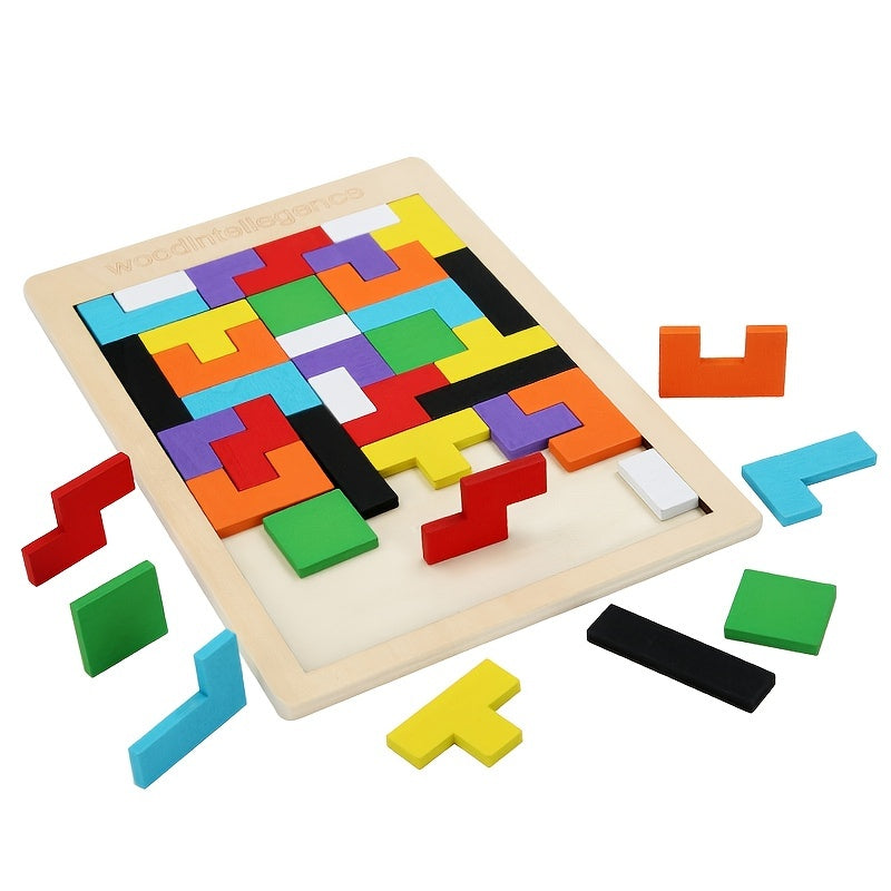 TangramIQ - Wooden 3D Brain Teaser for Children Educational Montessori Toy