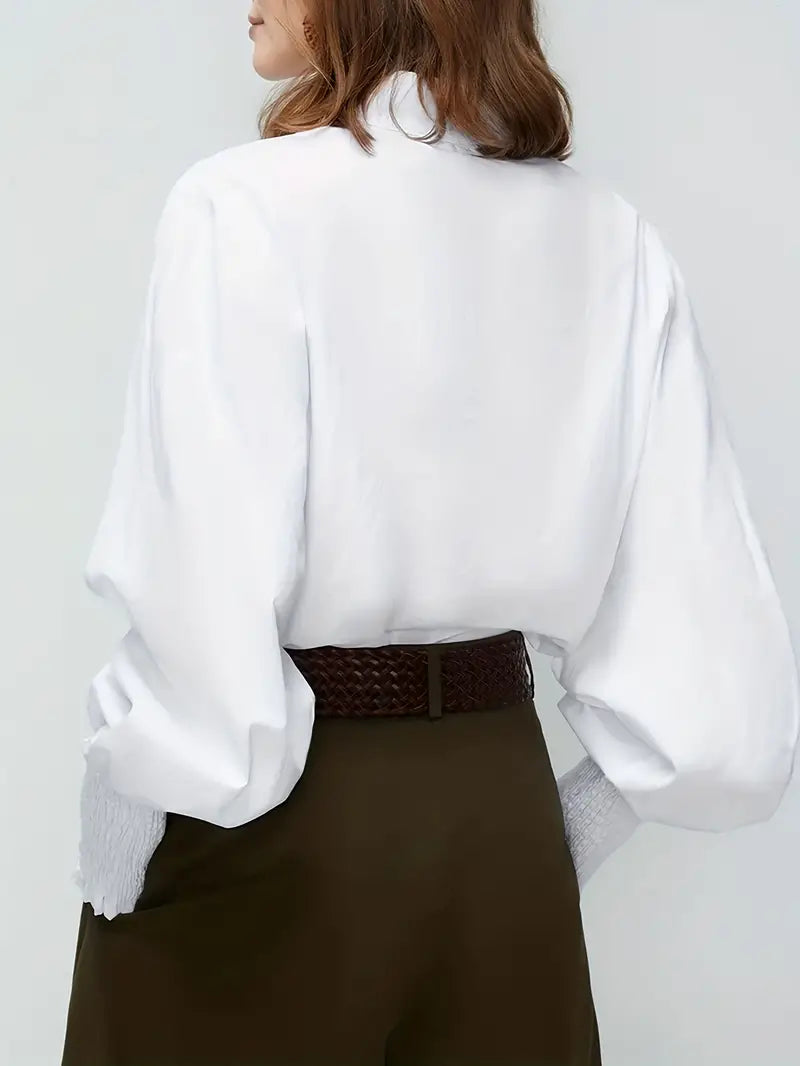 Albina™ - Ruched Blouse with Lantern Sleeves