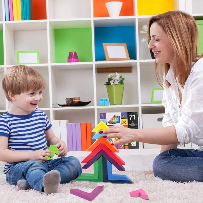 RainbowBlocks - Houten Regenboog Stapelspel voor Kinderen