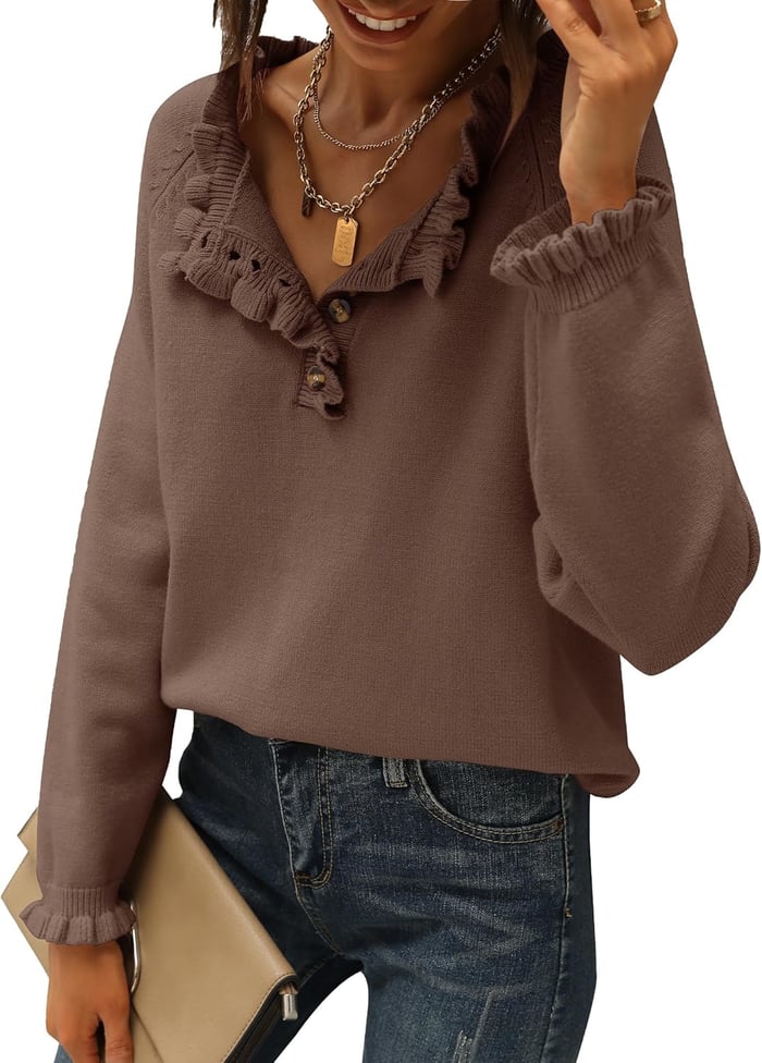 Suzan - Casual Knit Jumper with Ruffle Detail
