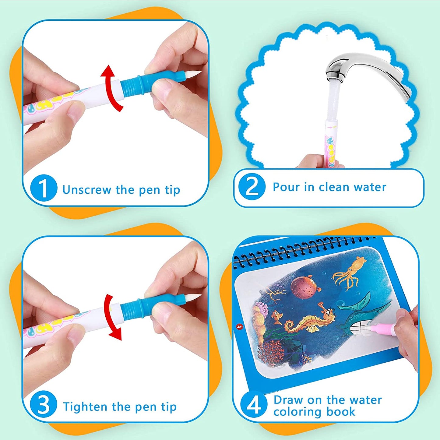 Magic Water Book™ - Colour with water - Colouring book