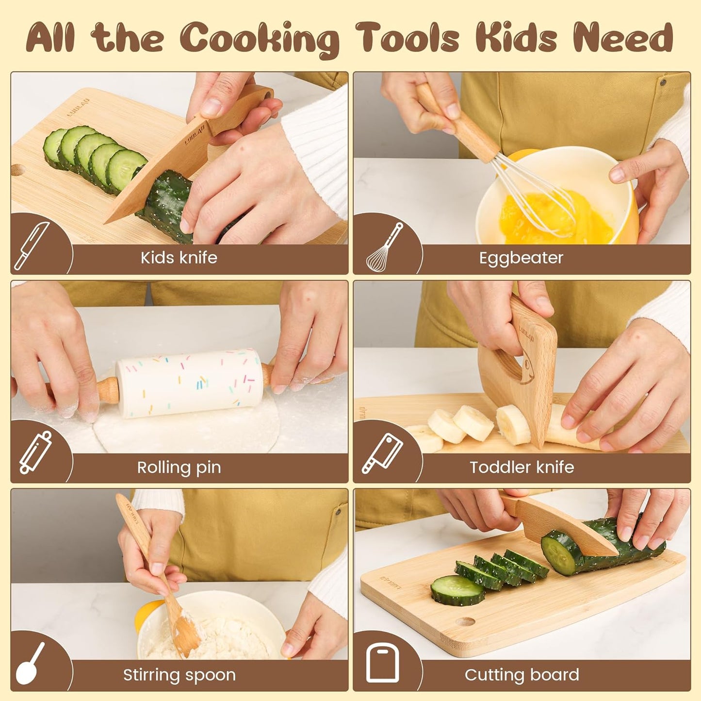 Wooden Baking Set for Kids Cooking