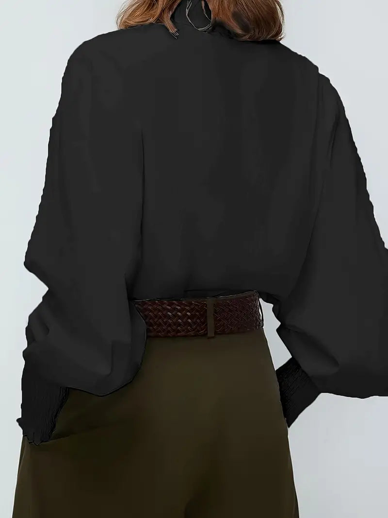 Albina™ - Ruched Blouse with Lantern Sleeves