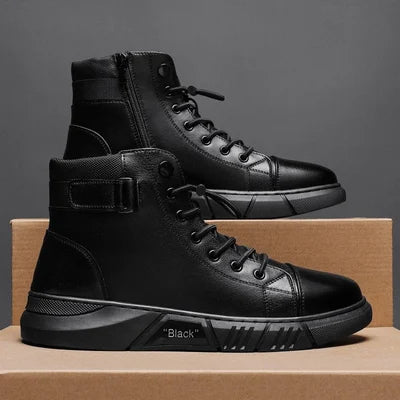 Schwarze Herren Lederstiefel