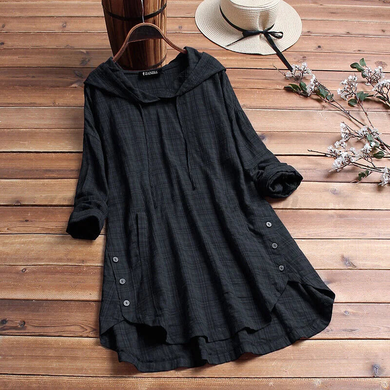 Hillary – Cotton Sweatshirt with Buttons