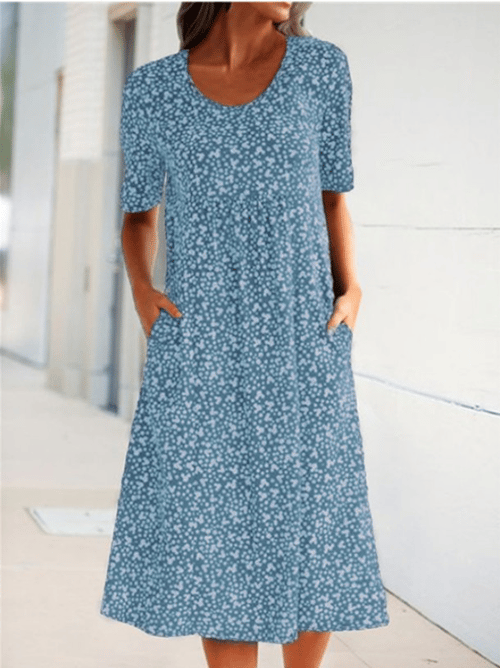 Alisha - Floral Dress with Round Neck